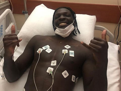 Fabrice N'Sakala was taken to hospital as a precaution following his collapse.