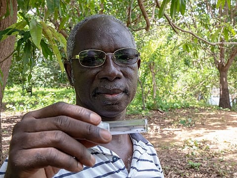 Daniel Boakye, a researcher working with The End Fund which is working to eradicate river blindess in Senegal.