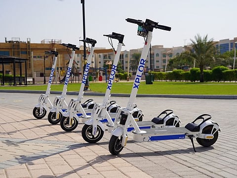 These e-scooters at Ajman's parks can now be availed by downloading the 'Explore' app on smart phones.