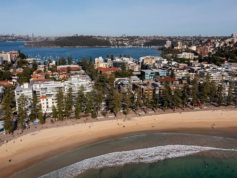 A deserted Manly Beach in Sydney, Australia, on August 30, 2021.