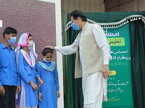 Imran Khan during the launch of the countrywide stipend programme for students from low-income households to encourage them to go to school.