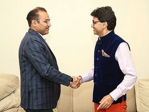 Virendra Sehwag (left) with Anis Sajan.