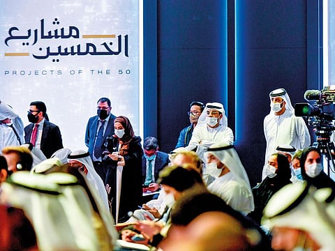 Dignitaries at the launch of Projects of the 50 at Emirates Towers in Dubai.