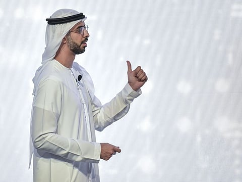Omar Al Olama, Minister of State for Artificial Intelligence, Digital Economy and Remote Work Applications, at Emirates Towers in Dubai on Sunday.