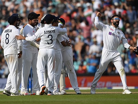 From brickbats to bouquets: Indian team rejoice at the fall of a England wicket on the last day at The Oval.