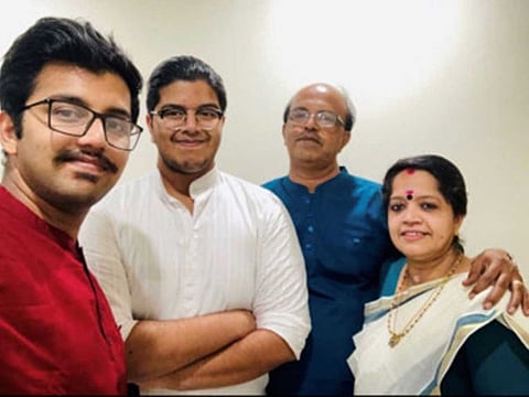 Nandakumar PM with his wife Sajitha and sons Nithin and Nikhil. He says that the announcement about the Green visa brought in new hopes for his family.