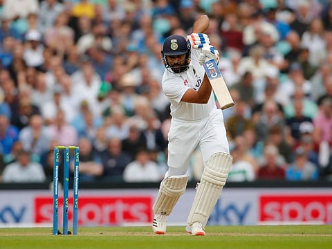 India's Rohit Sharma in action against England in the fourth Test at The Oval, London, on September 4, 2021. His technique against the moving ball has been impeccable and the century underlines his prowess.