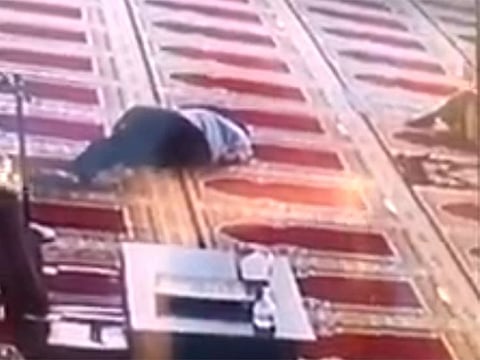 Worshippers rushed to help the muezzin and took him to hospital where he was pronounced dead.