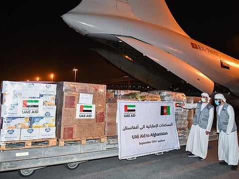 The first flight carrying aid for Afghanistan took off from Dubai today.