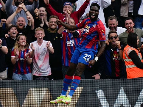 Crystal Palace's Odsonne Edouard celebrates after scoring his side's second goal against Tottenham Hotspur