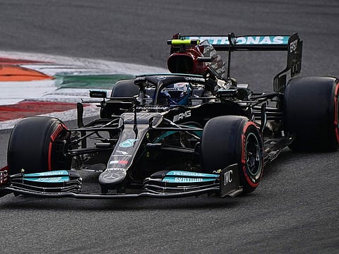 Mercedes' Finnish driver Valtteri Bottas drives during qualifying for the Italian Formula One Grand Prix