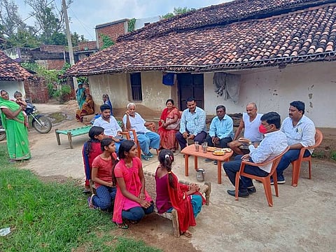 Villagers holding discussions with a team of district administration officials in Jharkhand. Residents from Bhartiya village in Jharkhand’s Garhawa district will be putting up plaques bearing the names of their daughters outside every home.