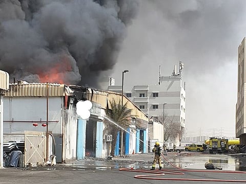 Investigations are underway to determine the cause of the fire in the spare parts warehouse in Industrial Area No. 8, Sharjah.