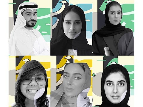 L to R from clockwise: Ahmad Al Shirawi, Alia Al Suwaidi, Alia Rais, Amna Al Bastaki, Alyazia Bin Suwaidan and Alyazia Al Abdulla