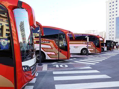 Dubai-Abu Dhabi buses shown here in a recent picture.