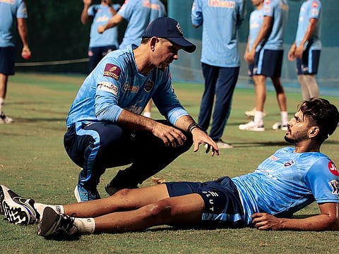 Pep talk: Ricky Ponting, head coach of Delhi Capitals (left) has a chat with Shreyas Iyer during a training session in Dubai.