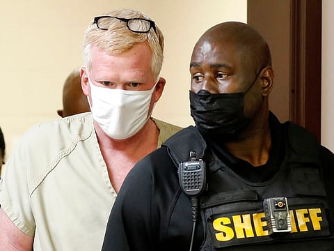 Alex Murdaugh walks into his bond hearing Thursday, Sept. 16, 2021, in Varnville, S.C.