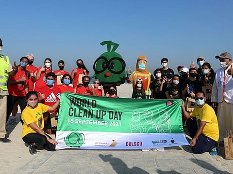 Dubai Municipality organised a joint cleanup campaign in cooperation with Dulsco and GEMS Education at Jumeirah Public Beach on Saturday to celebrate World Cleanup Day.