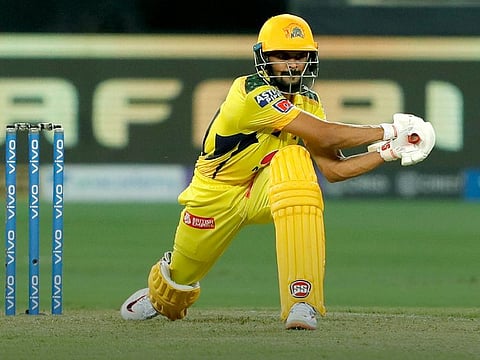 Ruturaj Gaikwad of the Chennai Super Kings in action against the Mumbai Indians in IPL 2021 at the Dubai International Stadium on September 19, 2021.