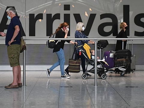 Passengers at the arrivals in Heathrow Airport, London, UK. Travellers from GCC countries will only need to apply online to get the entry permit (ETA), the UK’s Home Office said in a statement on Monday.
