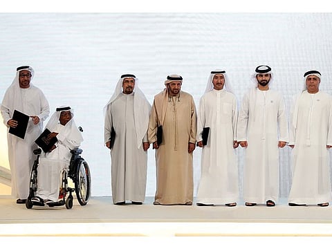 Sheikh Mansoor bin Mohammed with members of the Dubai Sports Council’s Board of Directors