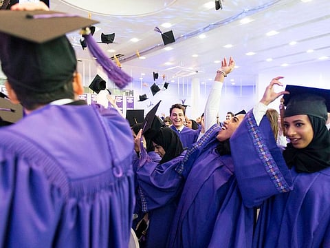Students at the NYUAD graduation ceremony in 2017. The university is currently celebrating its tenth anniversary.