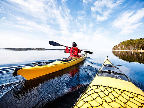 Kayaking at lake Saimaa