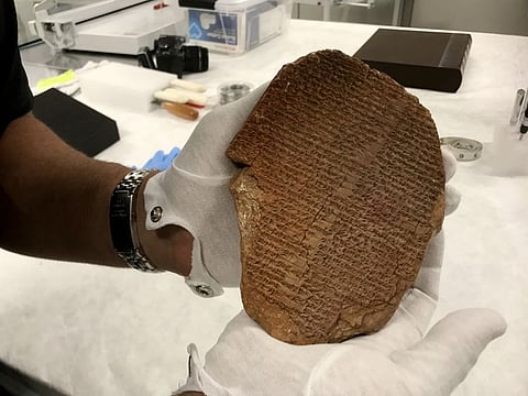 The Gilgamesh tablet will be formally handed over to Iraq today.