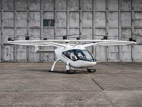 Volocopter's baseline model, the VoloCity, had its first manned test in 2011 and is an intra-urban transport able to carry two people, reach 68 mph and fly for 22 miles.