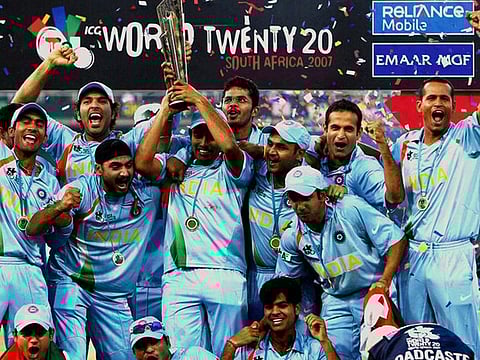 Young and fearless: M.S. Dhoni's young Indian team celebrates with the inaugural T20 World Cup on September 24, 2007 in Johannesburg.