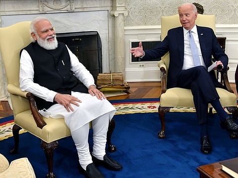 Prime Minister Narendra Modi and US President Joe Biden hold bilateral meeting at the Oval Office in the White House, in Washington DC on Friday.