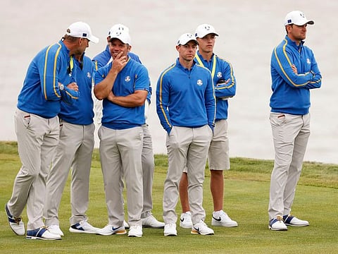 Rory McIlroy (centre) has been left out of a Ryder Cup session for the first time in his career after losing both his matches on Friday's opening day.