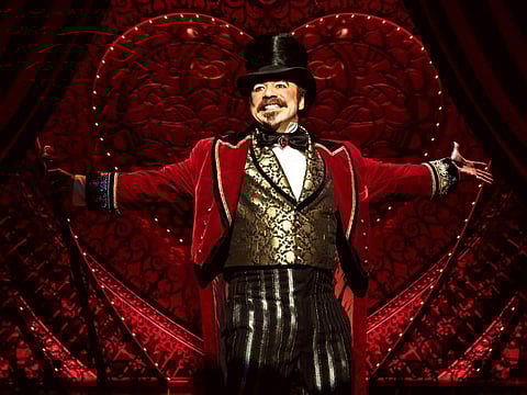 This image released by Boneau/Bryan-Brown shows the cast in "Moulin Rouge! The Musical."