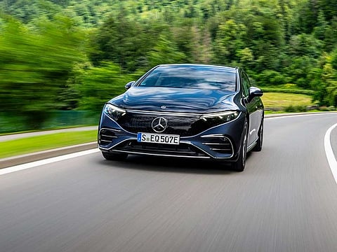 The Mercedes-Benz electric flagship EQS sedan.