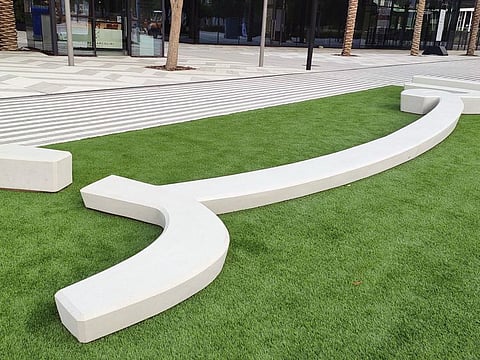 The Arabic word 'Al Aaz', meaning 'distinction', located near the Dubai Millennium Amphitheatre at Expo 2020 Dubai