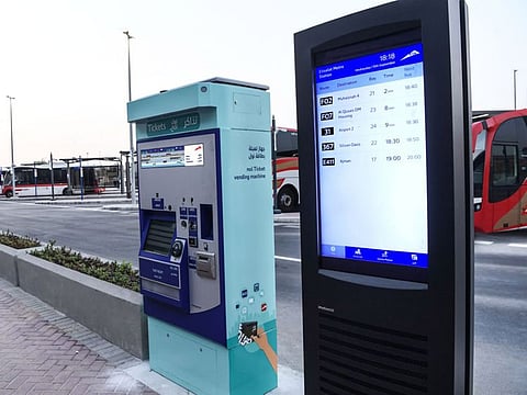 New ticket vending machines and bus information screens at a station in Dubai