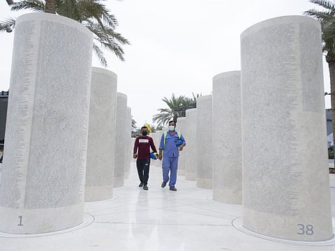 Workers monuments Expo 2020 carries the name of every worker involved in the construction of the 4.38-square-kilometre site.