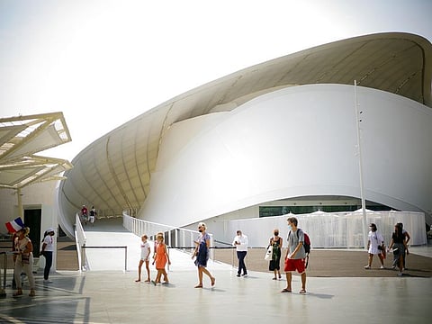 Shaped like a Mobius strip, the Luxembourg Pavilion is an architectural marvel on Expo grounds