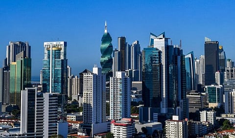 An aerial view of the financial centre of Panama City. More than a dozen heads of state and government have amassed millions in secret offshore assets, according to an investigation published on October 3, 2021 by the International Consortium of Investigative Journalists (ICIJ). The so-called "Pandora Papers" investigation is based on the leak of some 11.9 million documents drawn from 14 financial services companies in countries including the British Virgin Islands, Panama, Belize, Cyprus, Singapore and Switzerland. Panama fears the new publication could again taint its reputation, which was seriously damaged by the "Panama Papers" scandal, according to a government letter released by local media.