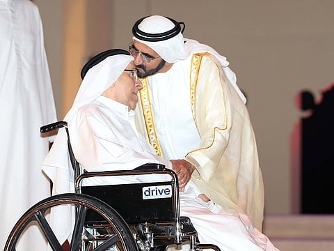 File pic of Sheikh Mohammed bin Rashid with his former teacher Muhammed Al Saket Al Falasi