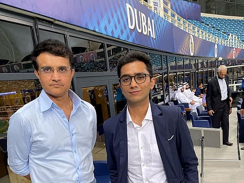 Sourav Ganguly with Gulf News cricket expert and superfan Sahil Sajan