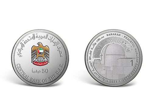 The Central Bank of the UAE (CBUAE) has issed limited edition commemorative silver coins to mark the inaugural commercial operations of the first Unit of the Barakah Nuclear Energy Plant.