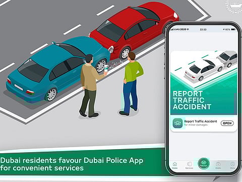 The free Dubai Police app is 'simple and easy' to use and does away with the need to visit a police station in case of minor accidents
