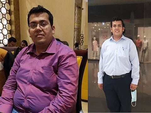 Anil Kumar before (left) and after