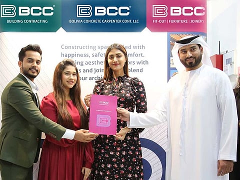 The brochure was released by Sharjah Employment Ministry Official Hassan Ameen Yakoob, noted Malayalam actress Mamta Mohandas, the CEO Amjad Sithara and his wife and Group COO Marjana Amjad