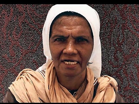 This grab from a video provided by the SITE Intelligence Group taken on July 02, 2017 shows Colombian nun Gloria Cecilia Narvaez Argoti, one of the six hostages held by Al Qaida's Mali branch. A Franciscan nun from Colombia kidnapped by militants in Mali in 2017 was freed on October 9, 2021, said a statement from Mali's presidential office.