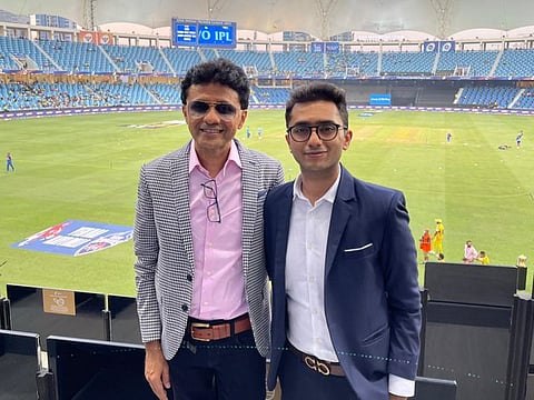 Anis Sajan (left) and his younger son, Sahil, were at the Dubai International Stadium to watch Dhoni's last-over heroics.