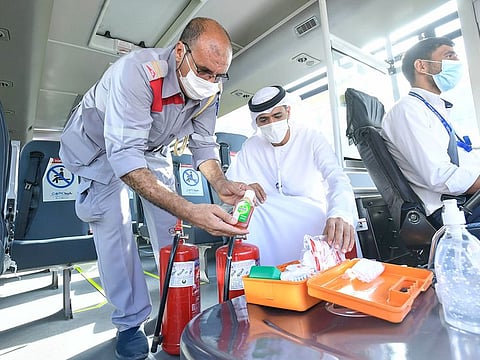 An RTA inspection of a school bus underway.
