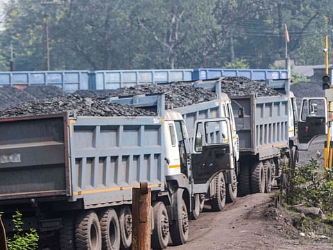 Coal being transported from coal mines of Central Coal Limited (CIL) at Bharkunda area in Ramgarh district, Jharkhand on October 11, 2021.