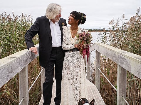 Roger Waters and Kamilah Chavis at their wedding ceremony at The Hamptons.